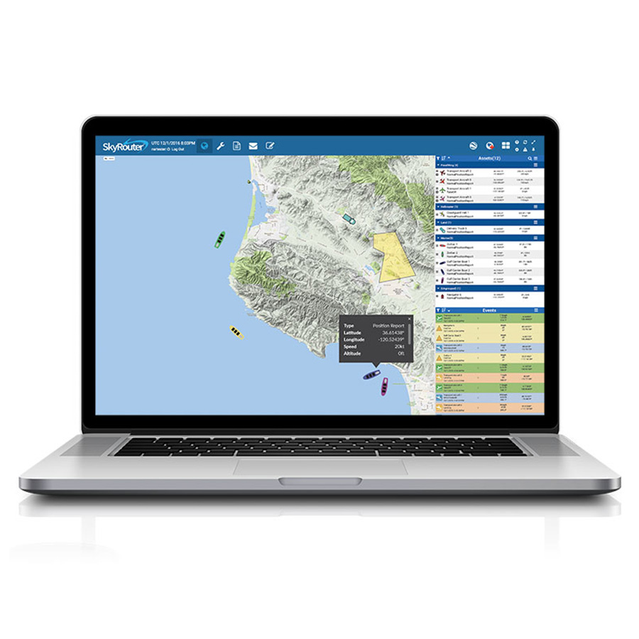 SkyRouter platform displayed on laptop screen